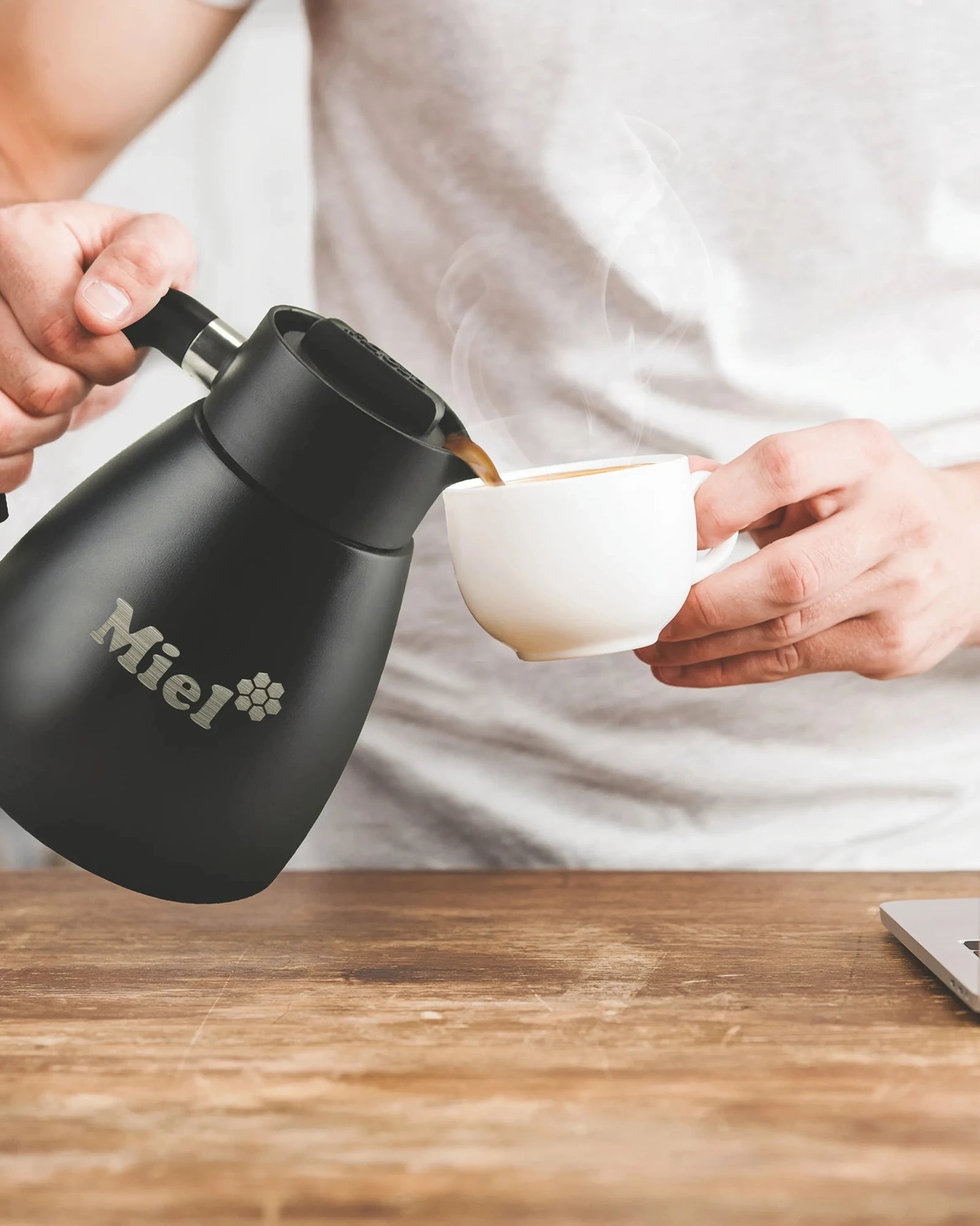 Custom 40 oz glass pour over coffee maker with handle - Black-Black
